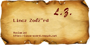 Lincz Zoárd névjegykártya